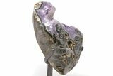 10.7" Amethyst Geode with Calcite on Metal Stand - Uruguay - #199676-3